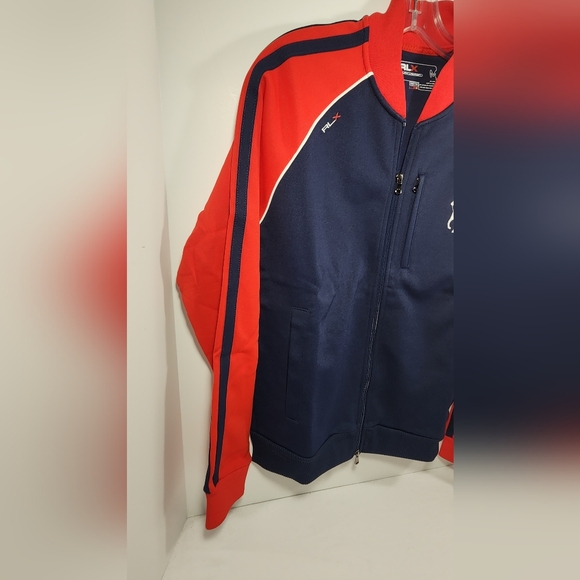 VINTAGE NWT Ralph Lauren RLX Fitness Full Zip Sweatshirt Size Medium Red / Blue - Picture 2 of 16